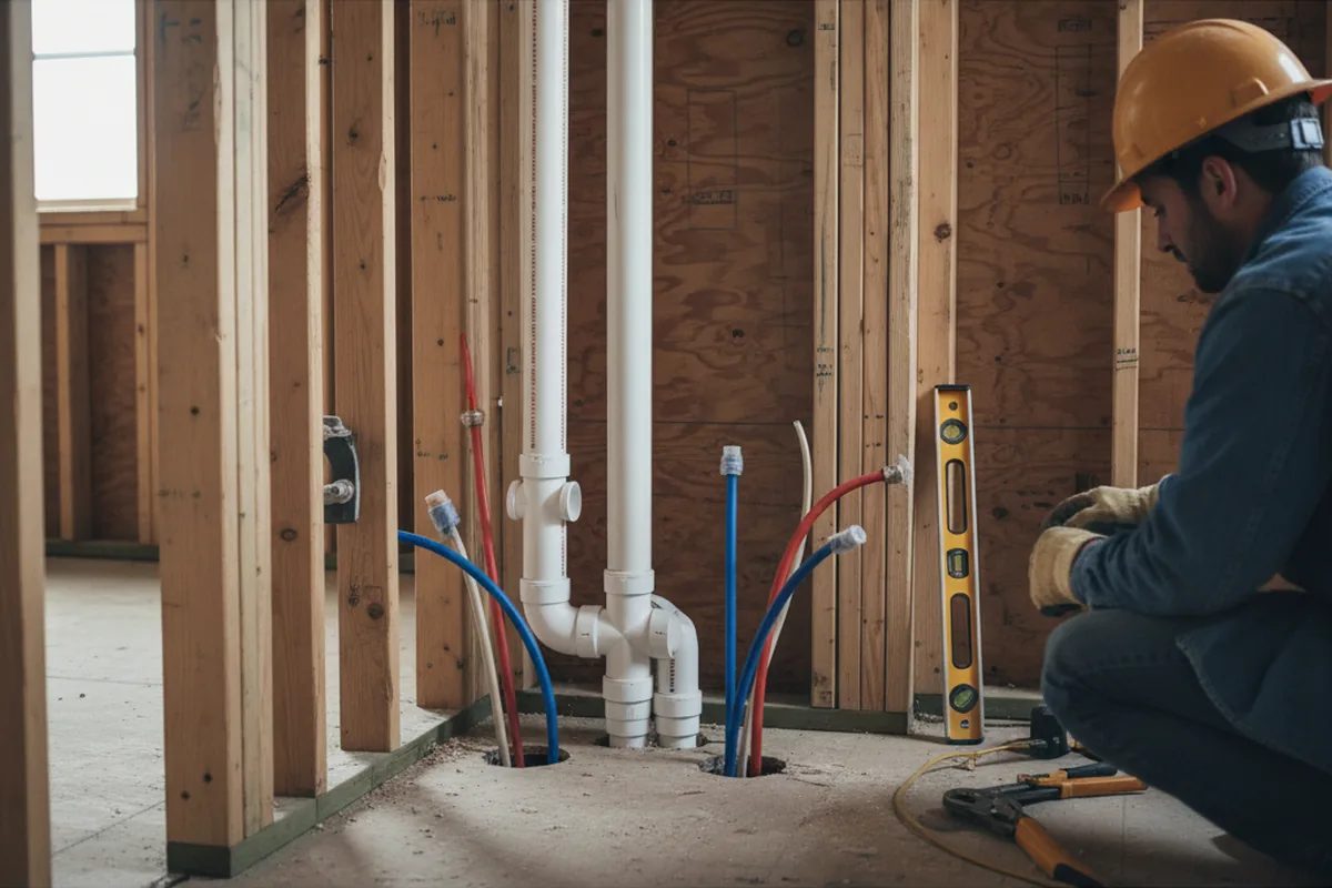 Drain and supply rough-in during Leak Detection in Caliente