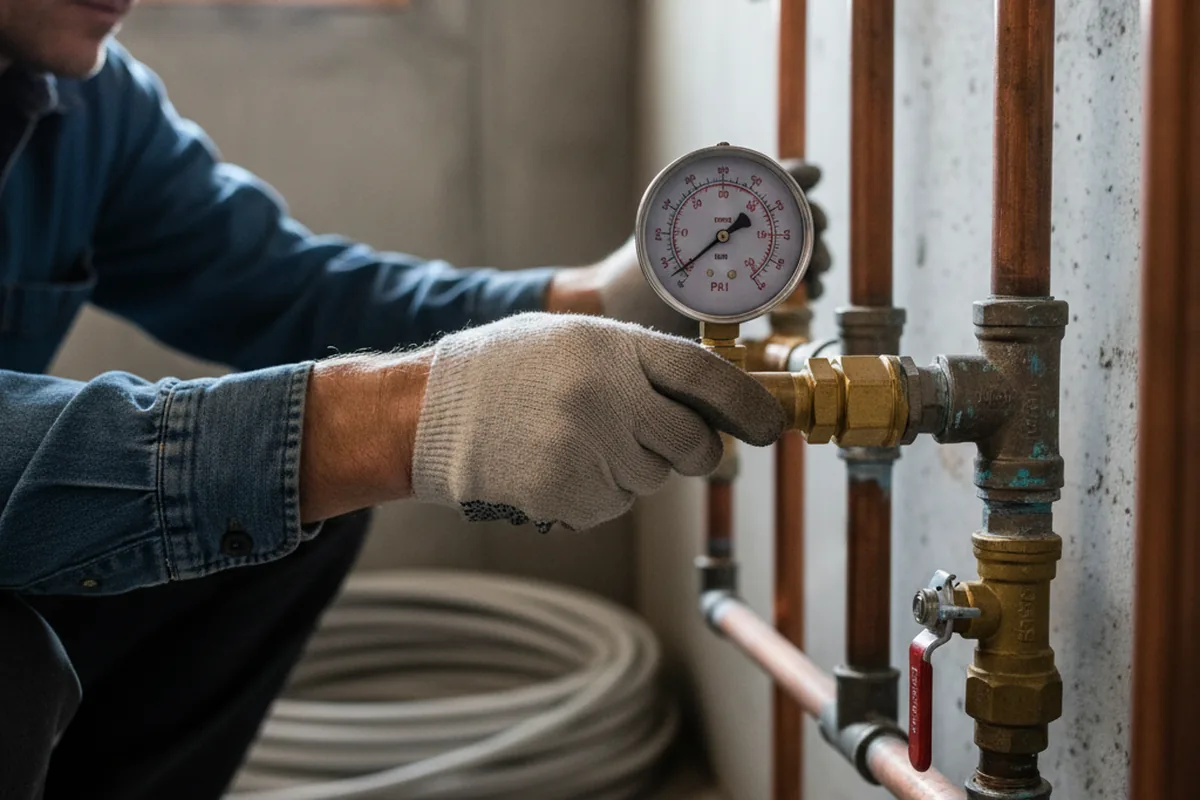 Pressure testing a repaired line during Water Line Repair in Caliente